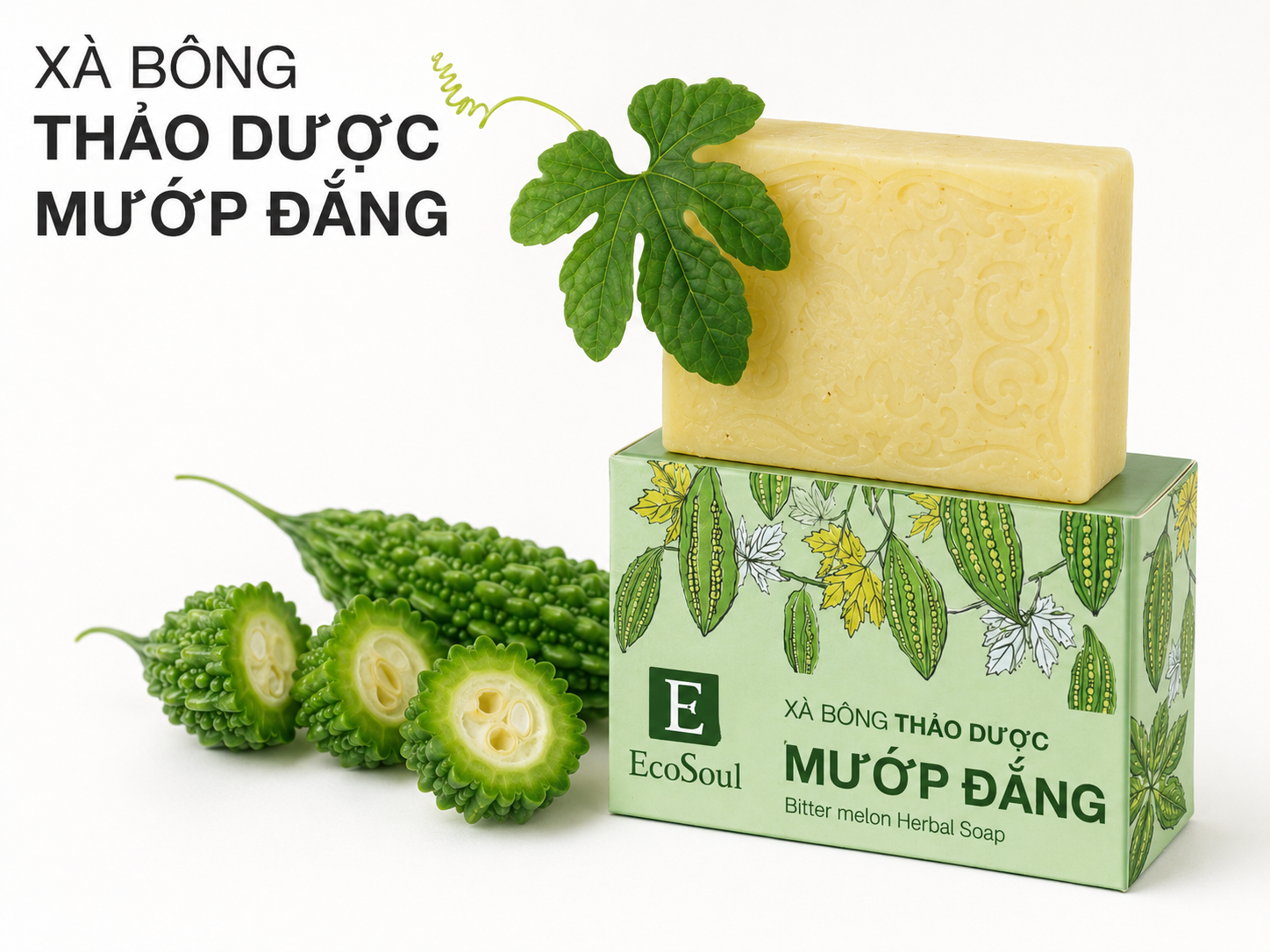Xà Bông Tắm Thảo Dược Mướp Đắng & Tràm Trà – Làm Dịu Da, Giảm Mụn Lưng