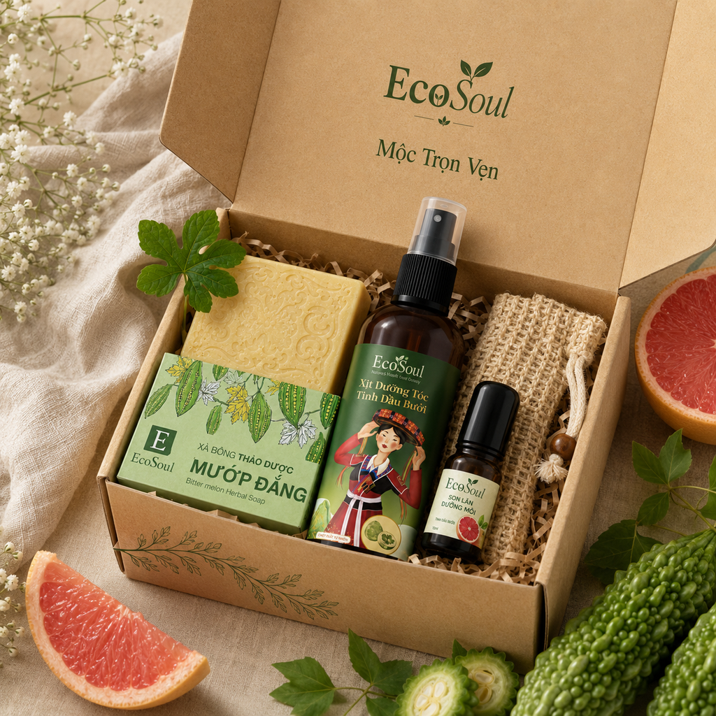 Hộp Quà "Mộc Trọn Vẹn" – Set 3 Sản Phẩm Chăm Sóc Zero-Waste EcoSoul