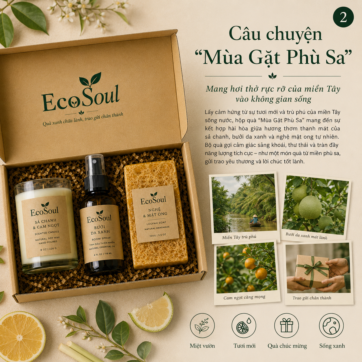 Hộp Quà Mùa Gặt Phù Sa | Hương thơm đồng nội, ấm áp tình quê - EcoSoul Giftbox