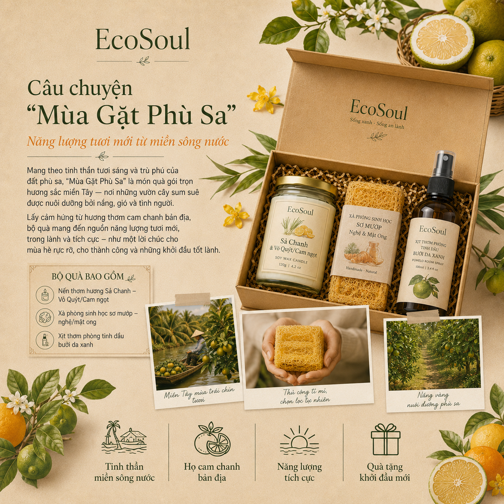 Hộp Quà Mùa Gặt Phù Sa | Hương thơm đồng nội, ấm áp tình quê - EcoSoul Giftbox
