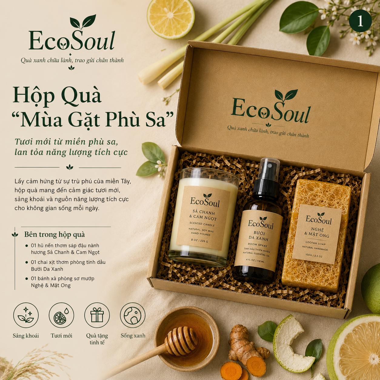 Hộp Quà Mùa Gặt Phù Sa | Hương thơm đồng nội, ấm áp tình quê - EcoSoul Giftbox