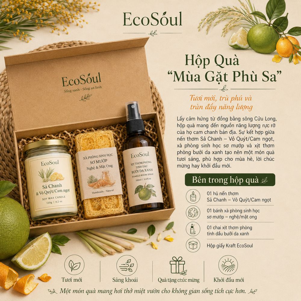 Hộp Quà Mùa Gặt Phù Sa | Hương thơm đồng nội, ấm áp tình quê - EcoSoul Giftbox