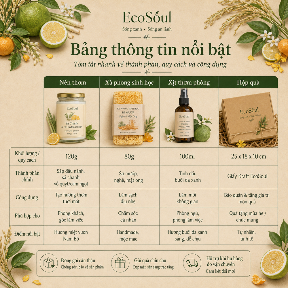 Hộp Quà Mùa Gặt Phù Sa | Hương thơm đồng nội, ấm áp tình quê - EcoSoul Giftbox