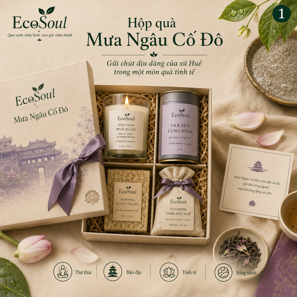 Hộp Quà Mưa Ngâu Cố Đô | Hương trầm cung đình, tĩnh lặng khoảnh khắc - EcoSoul Giftbox