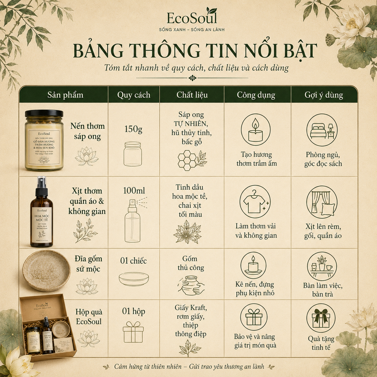 Hộp Quà Mưa Ngâu Cố Đô | Hương trầm cung đình, tĩnh lặng khoảnh khắc - EcoSoul Giftbox