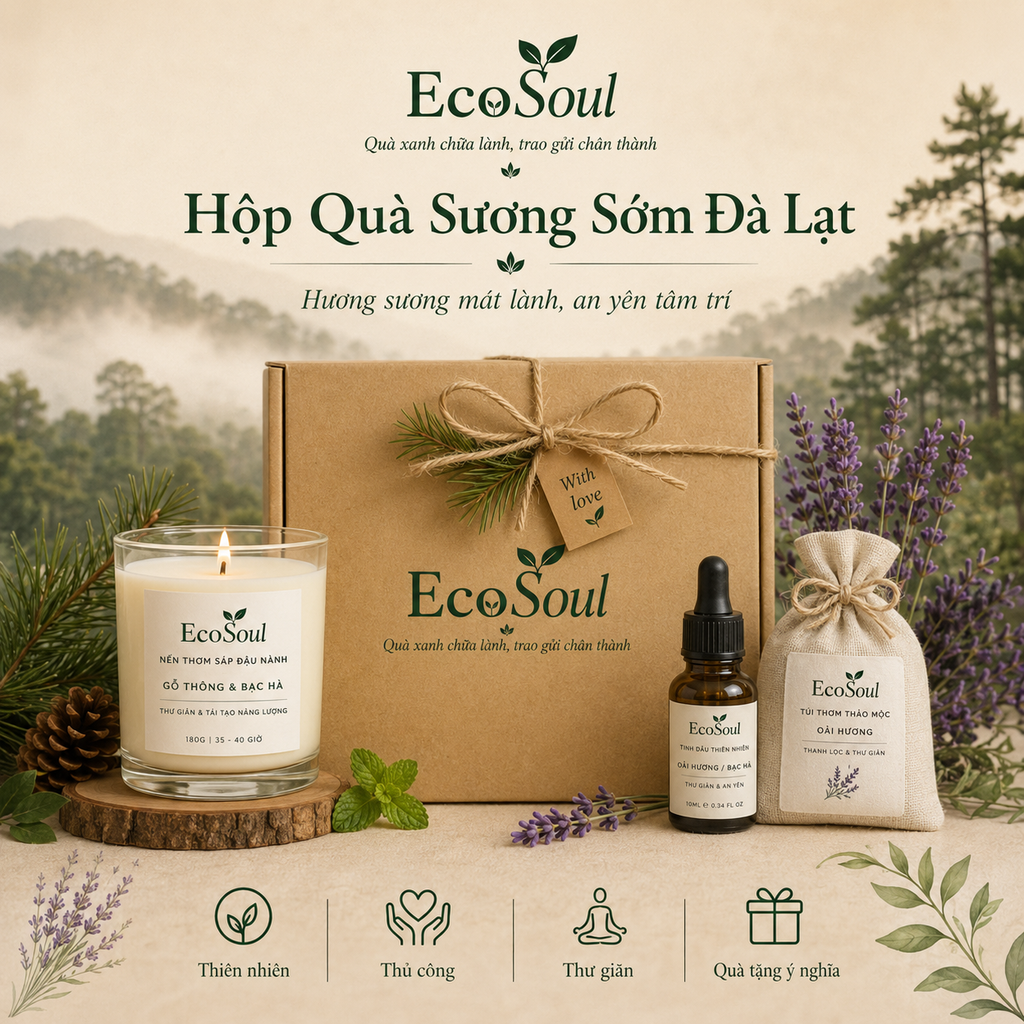 Hộp quà Sương Sớm Đà Lạt | Gói trọn bình yên, vỗ về tâm trí - EcoSoul Giftbox