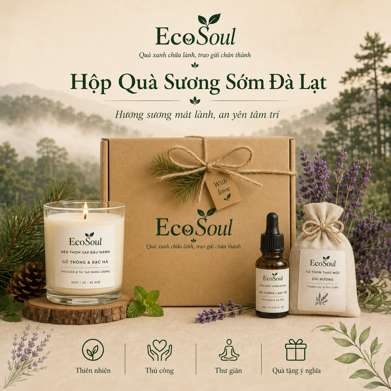 Hộp quà Sương Sớm Đà Lạt | Gói trọn bình yên, vỗ về tâm trí - EcoSoul Giftbox