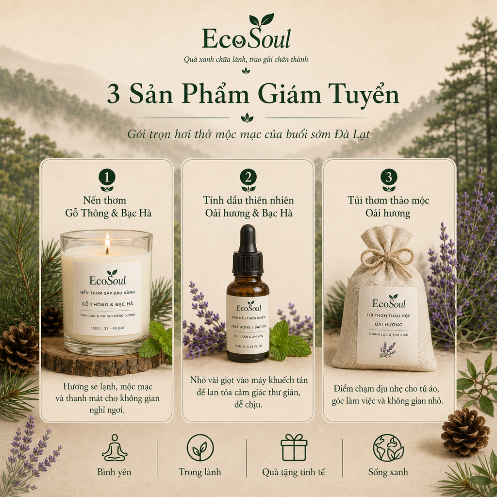 Hộp quà Sương Sớm Đà Lạt | Gói trọn bình yên, vỗ về tâm trí - EcoSoul Giftbox