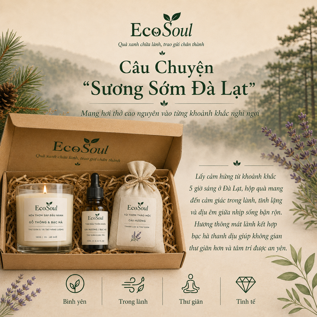 Hộp quà Sương Sớm Đà Lạt | Gói trọn bình yên, vỗ về tâm trí - EcoSoul Giftbox