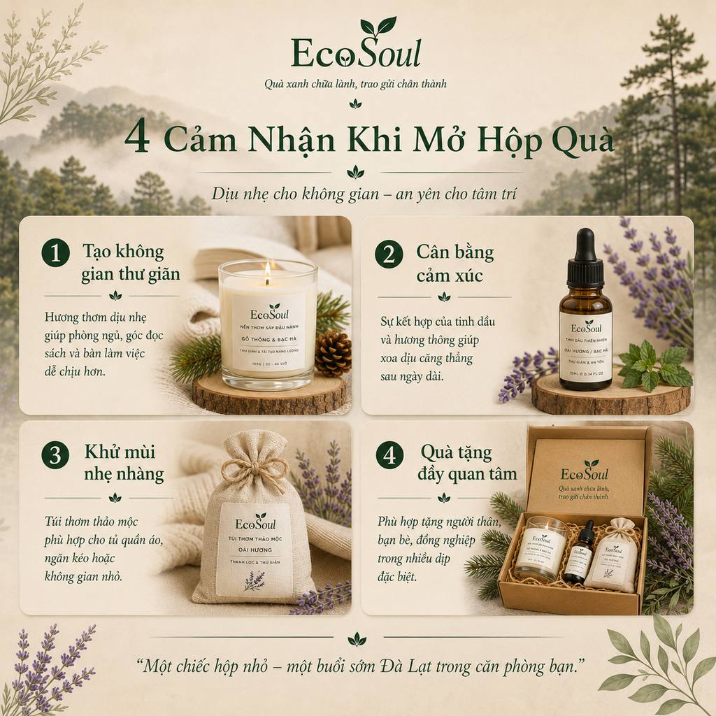 Hộp quà Sương Sớm Đà Lạt | Gói trọn bình yên, vỗ về tâm trí - EcoSoul Giftbox
