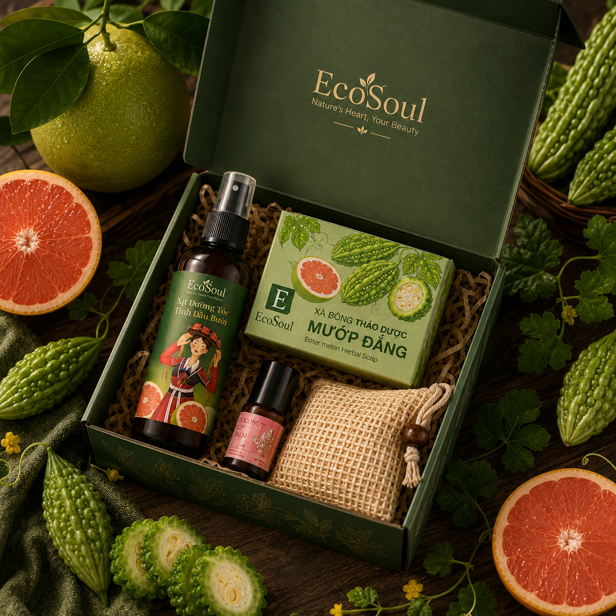 Hộp Quà "Mộc Trọn Vẹn" – Set 3 Sản Phẩm Chăm Sóc Zero-Waste EcoSoul