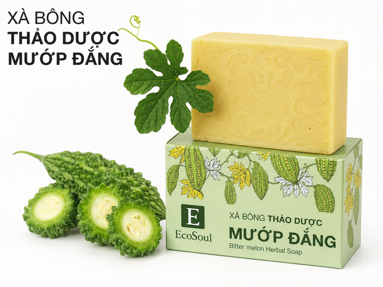Xà Bông Tắm Thảo Dược Mướp Đắng & Tràm Trà – Làm Dịu Da, Giảm Mụn Lưng