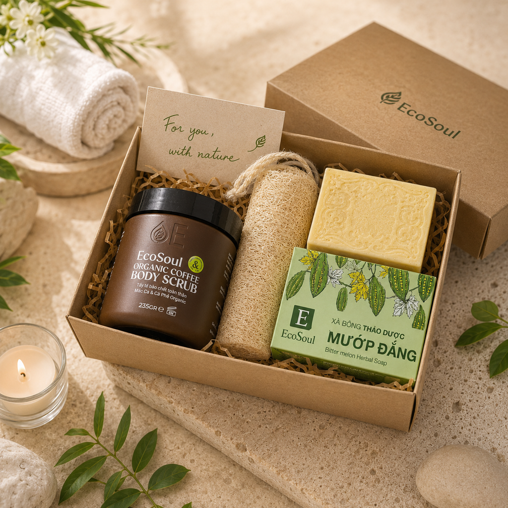 Hộp Quà "Thanh Lọc Làn Da" – Combo Xà Bông Mướp Đắng & Tẩy Da Chết Cà Phê EcoSoul