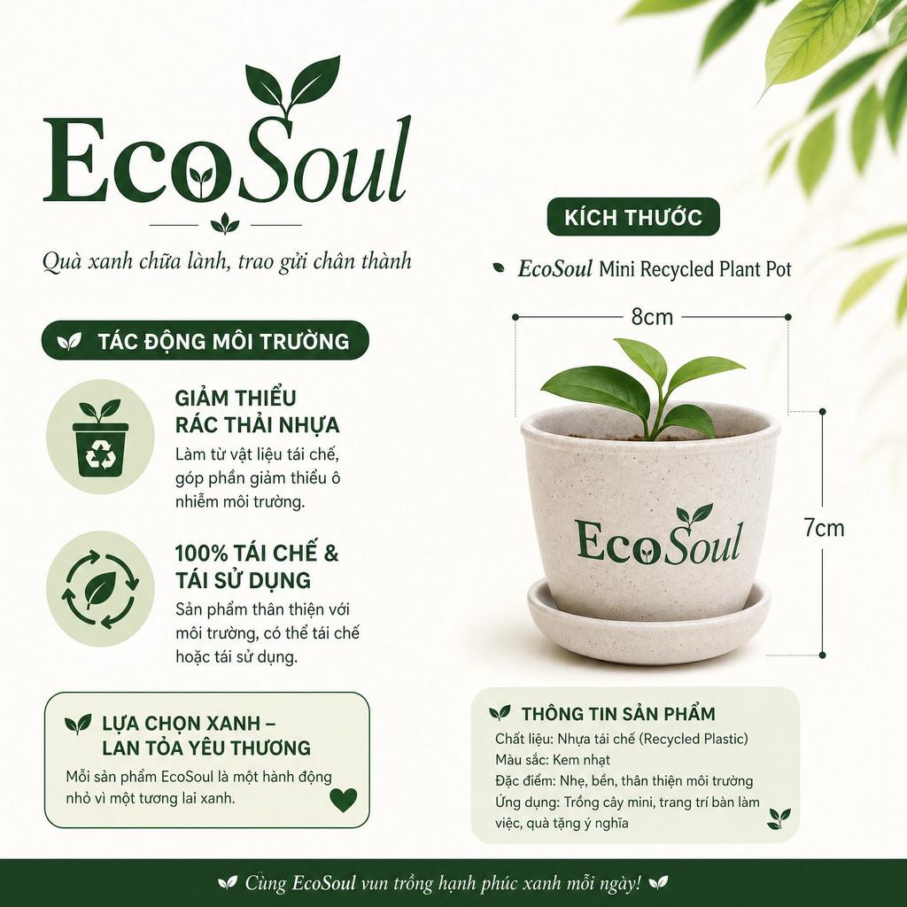 Châu cây từ vật liệu tái chế Mini Recycled Plan Pot - EcoSoul
