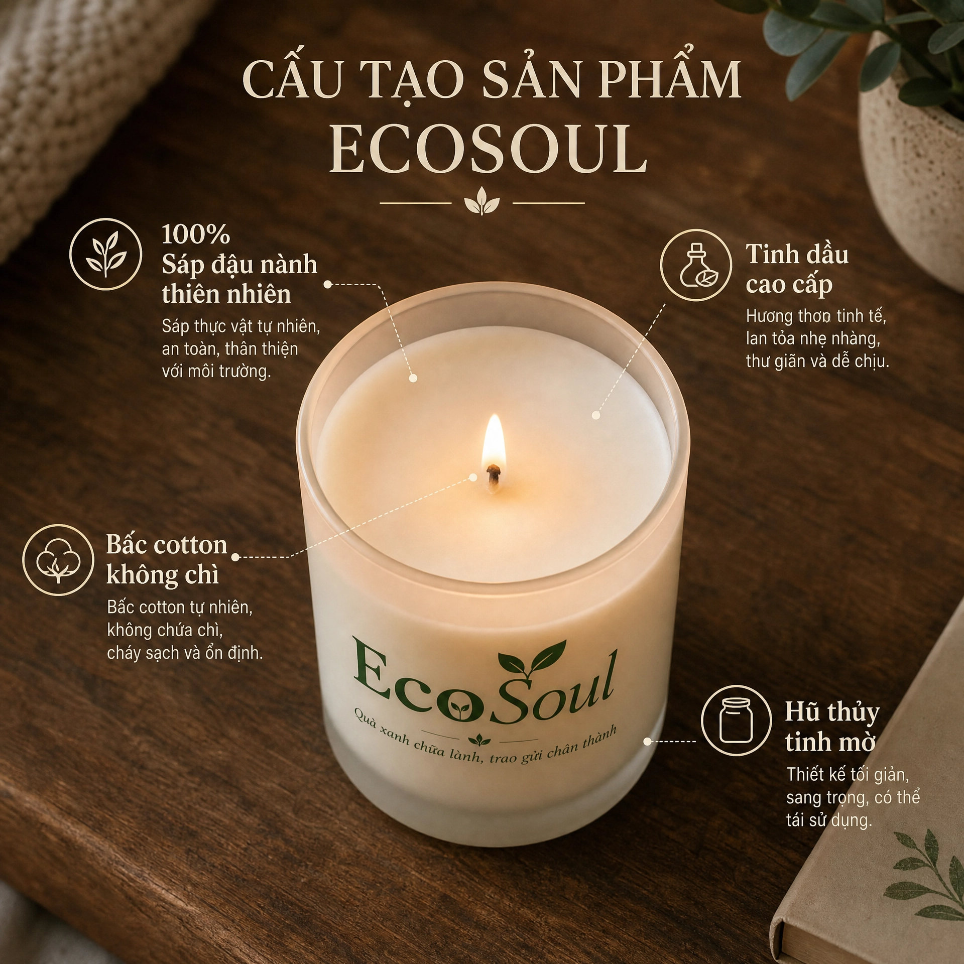 Nến thơm Đậu Nành Ban Mai | EcoSoul 150g