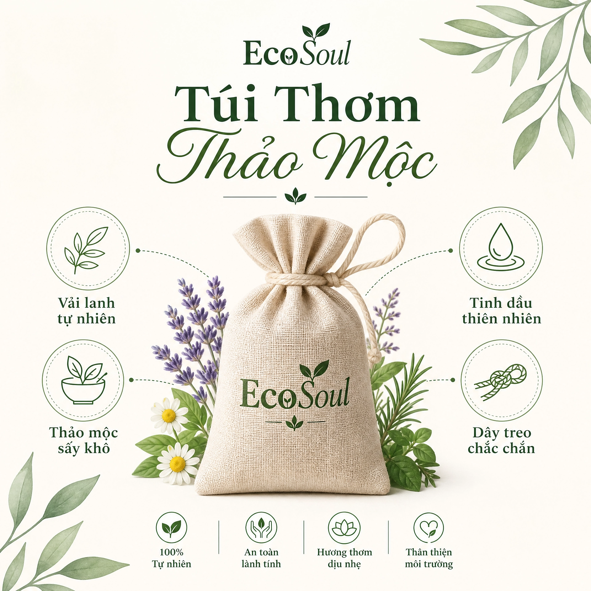 Túi thơm Thảo Mộc Bản Nguyên | EcoSoul 50g