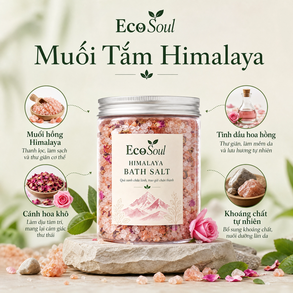 Đá muối hồng Himalaya Cội Nguồn | EcoSoul 250g