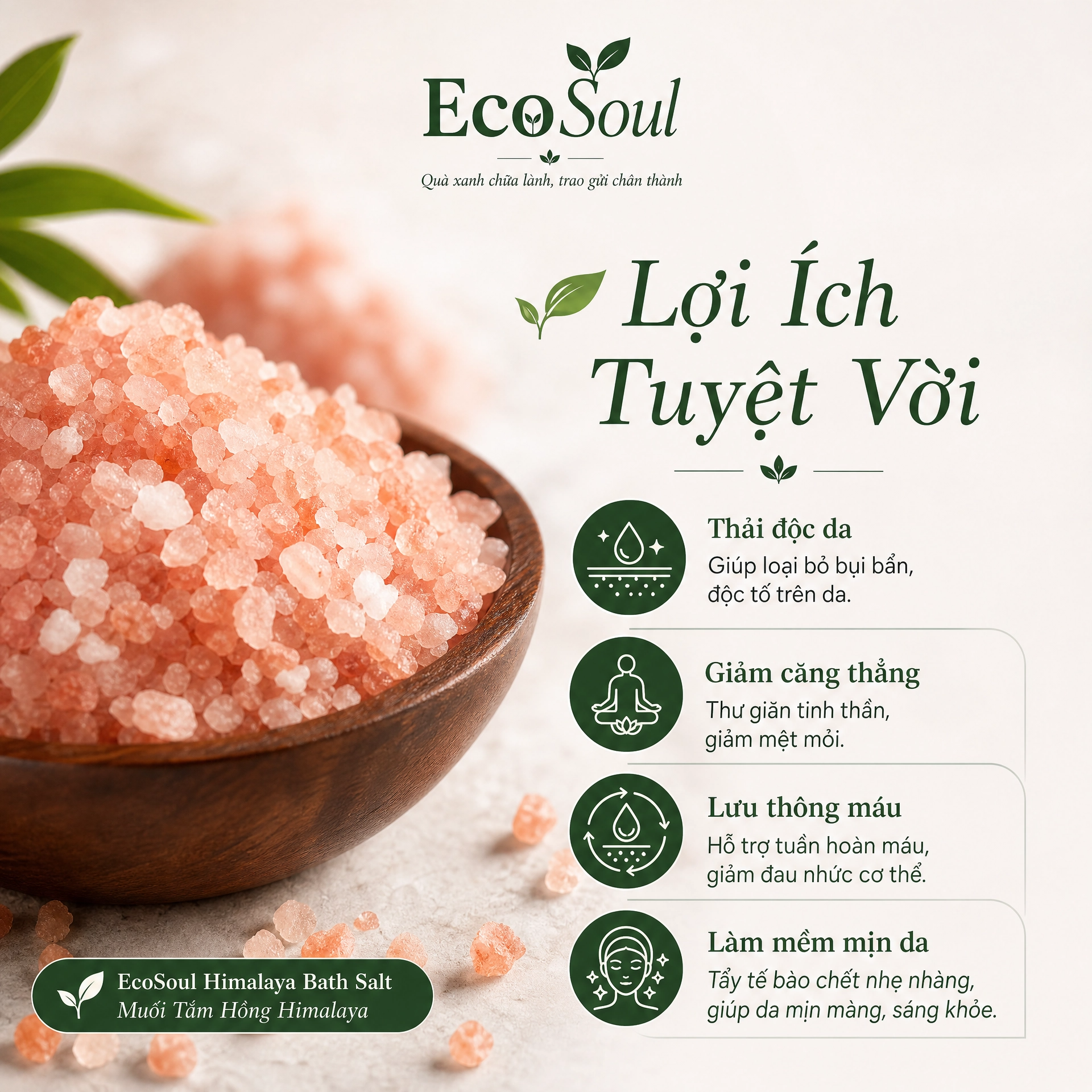 Đá muối hồng Himalaya Cội Nguồn | EcoSoul 250g
