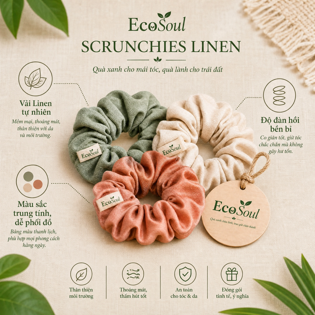 1 Set dây buộc tóc scrunchies | EcoSoul