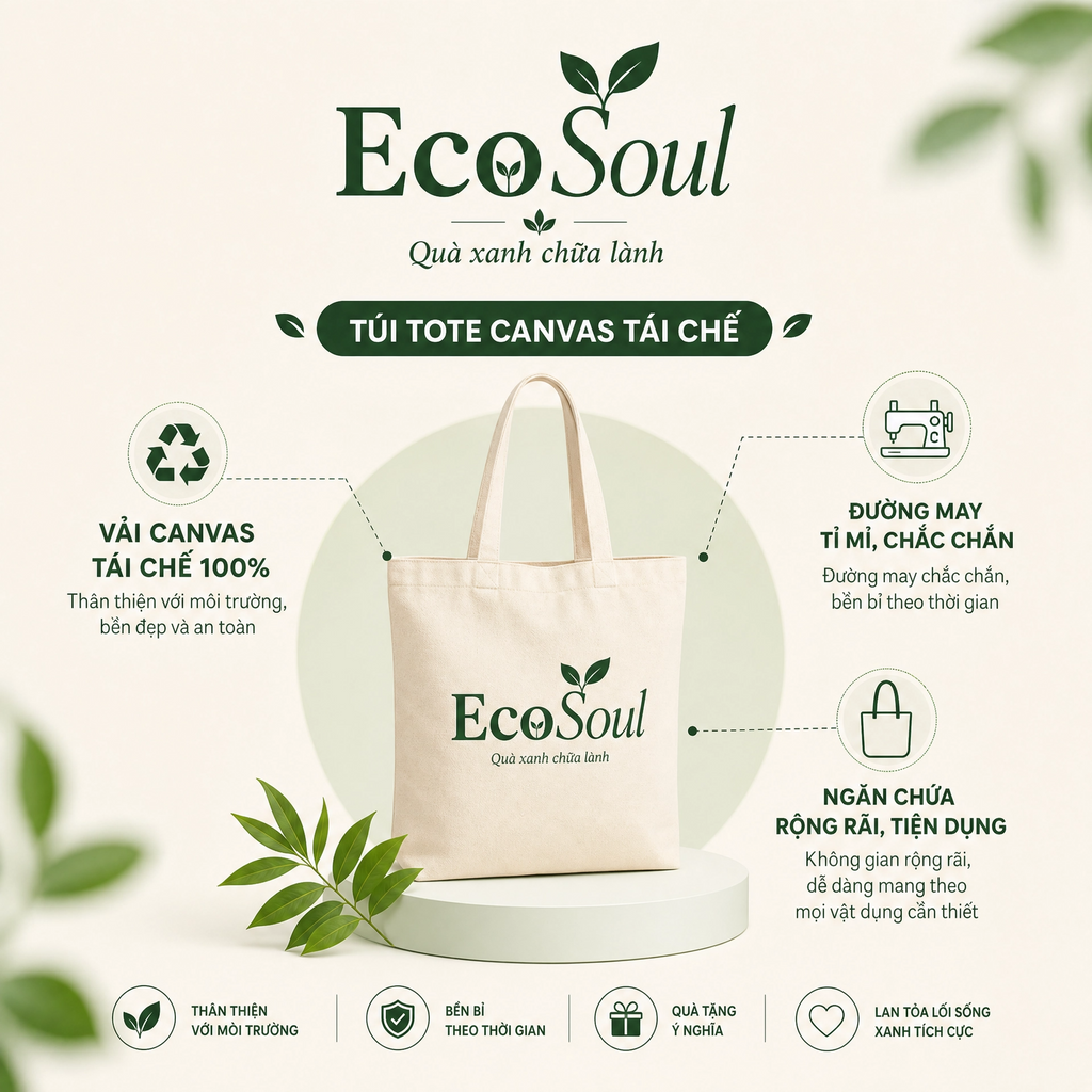 Túi tote vải canvas tái chế | EcoSoul