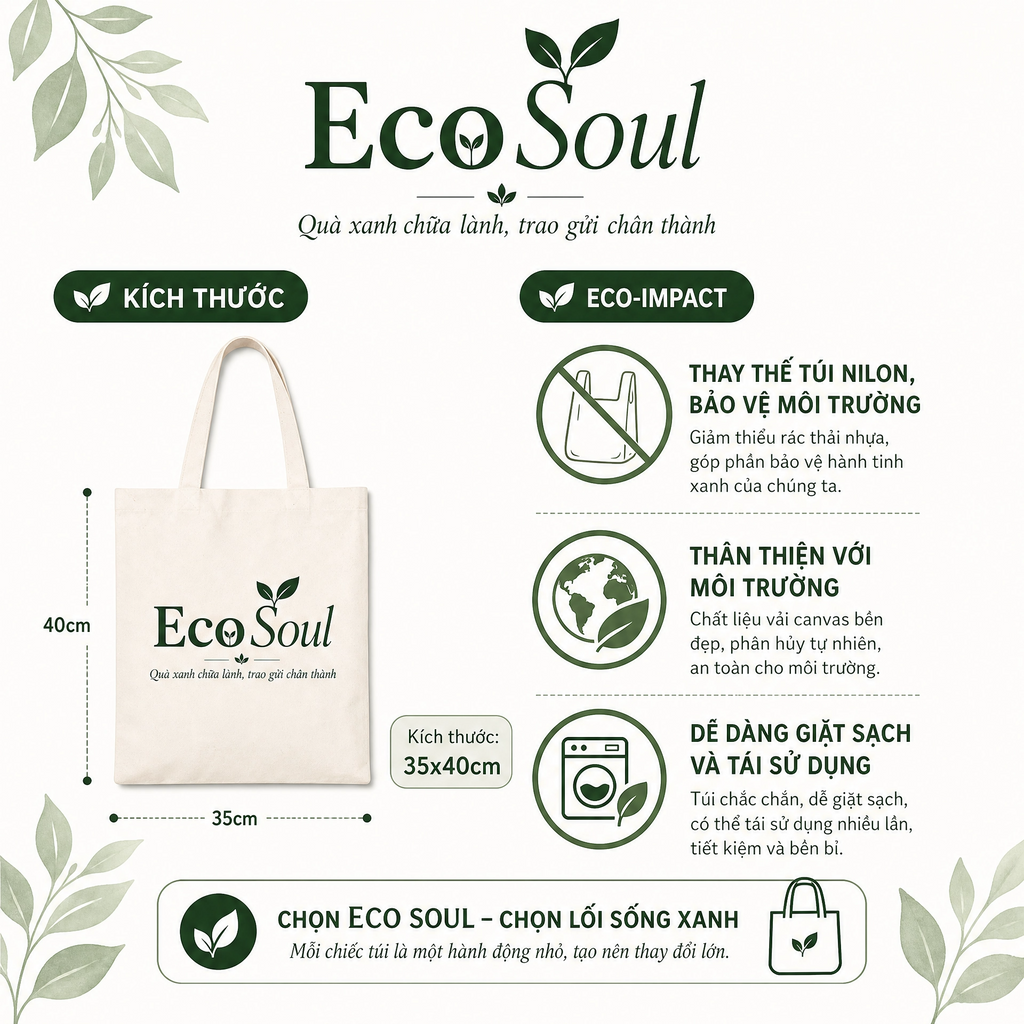 Túi tote vải canvas tái chế | EcoSoul
