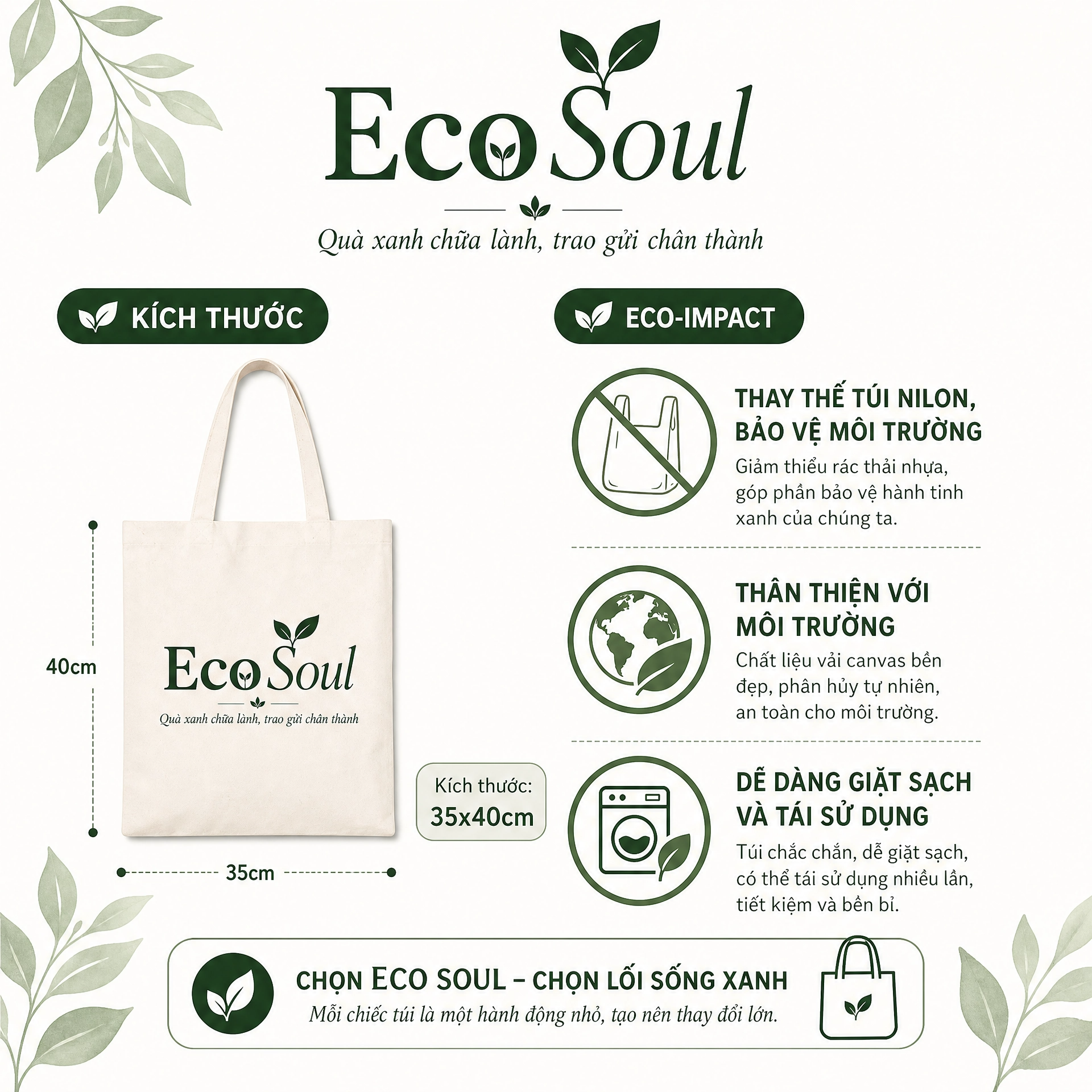 Túi Tote Vải Canvas Tái Chế - EcoSoul